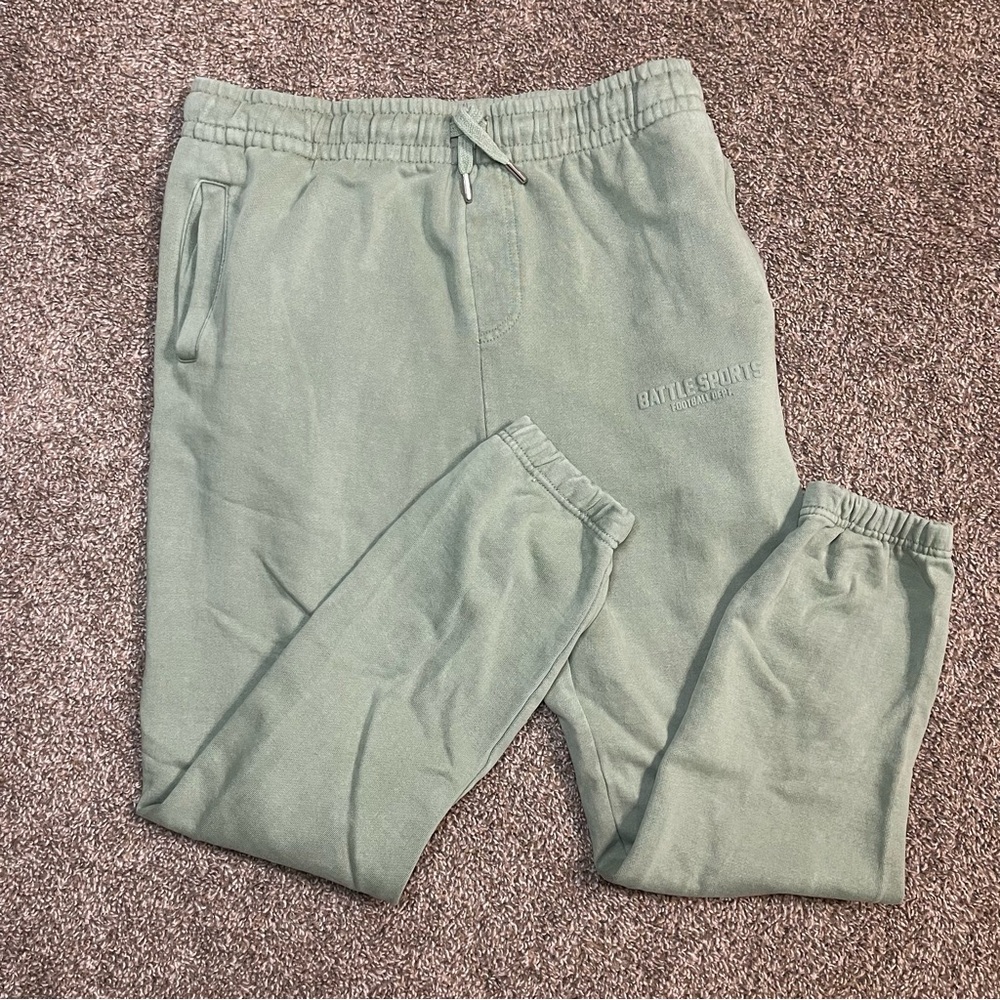 BATTLE Sports Football Green Joggers Sweatpants Men’s Size Medium Drawstring